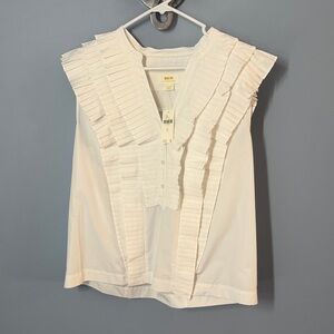 Banana Republic White Pleated Blouse
